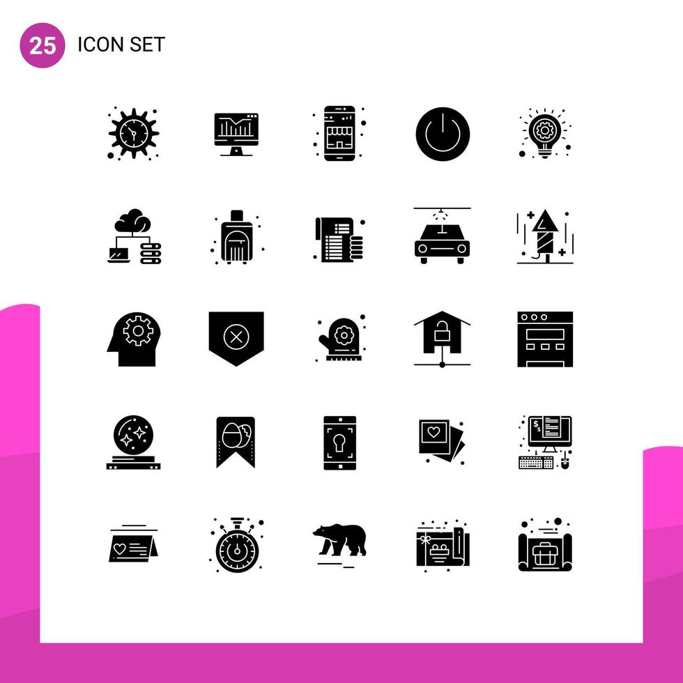 Set of 25 Modern UI Icons Symbols Signs for bulb environment buy energy eco Editable Vector Design Elements