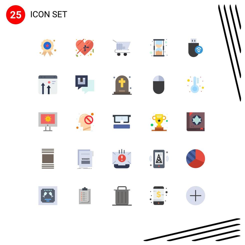 Modern Set of 25 Flat Colors and symbols such as stick hardware trolley ecommerce devices watch Editable Vector Design Elements