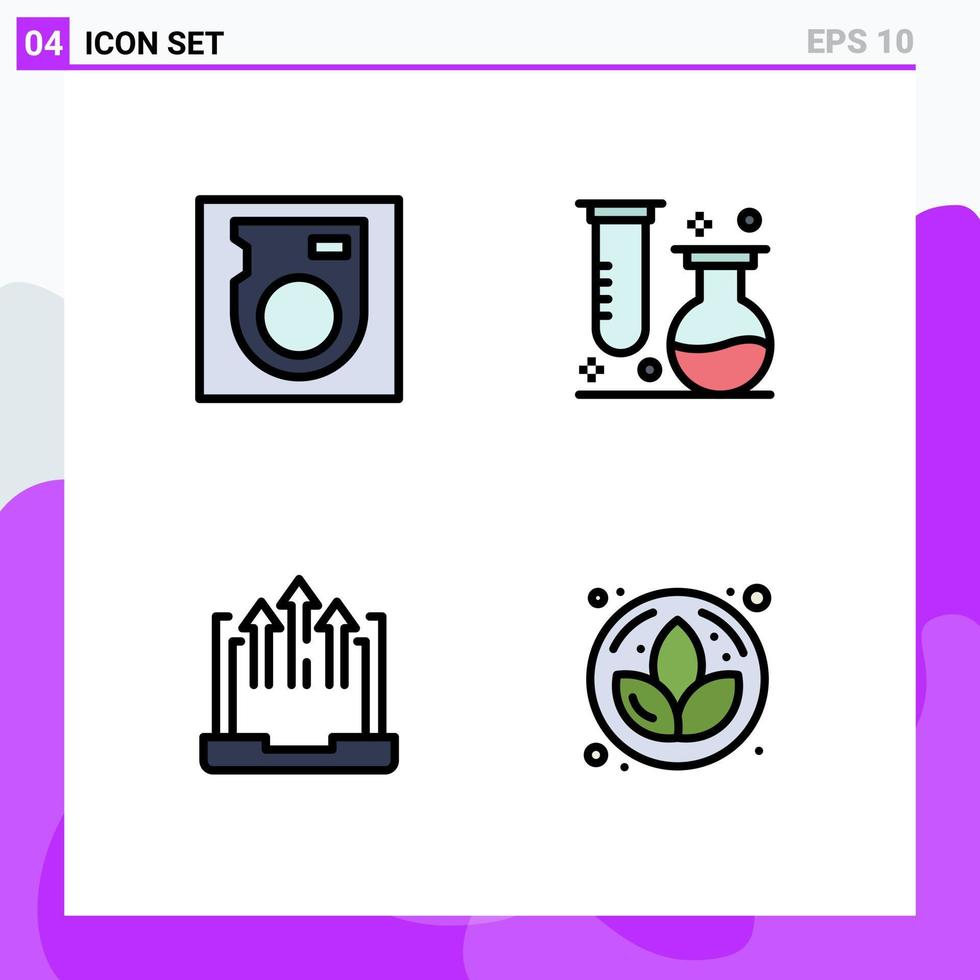 4 Creative Icons Modern Signs and Symbols of disk business chemistry science laptop Editable Vector Design Elements