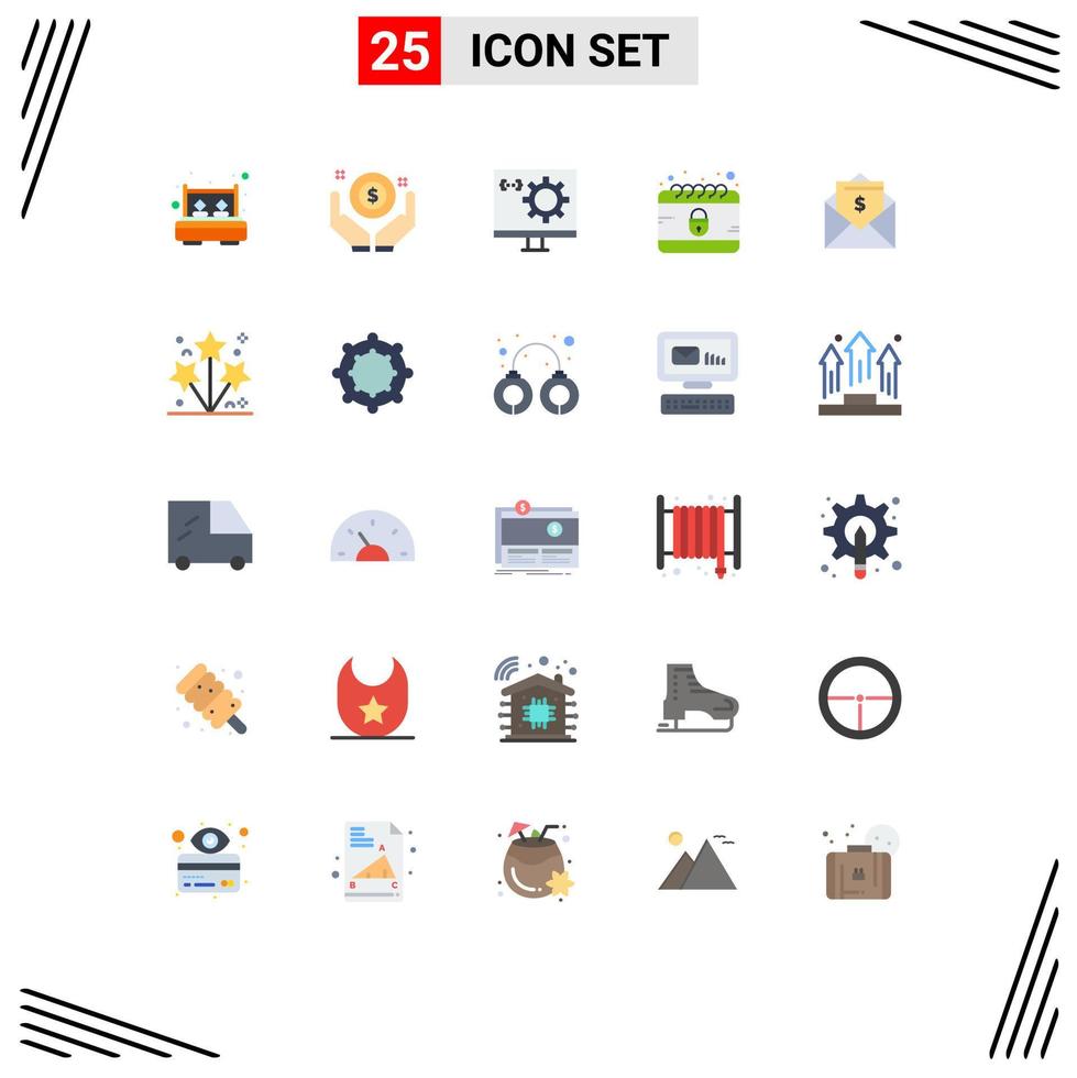 Stock Vector Icon Pack of 25 Line Signs and Symbols for letter cyber coding crime programming Editable Vector Design Elements
