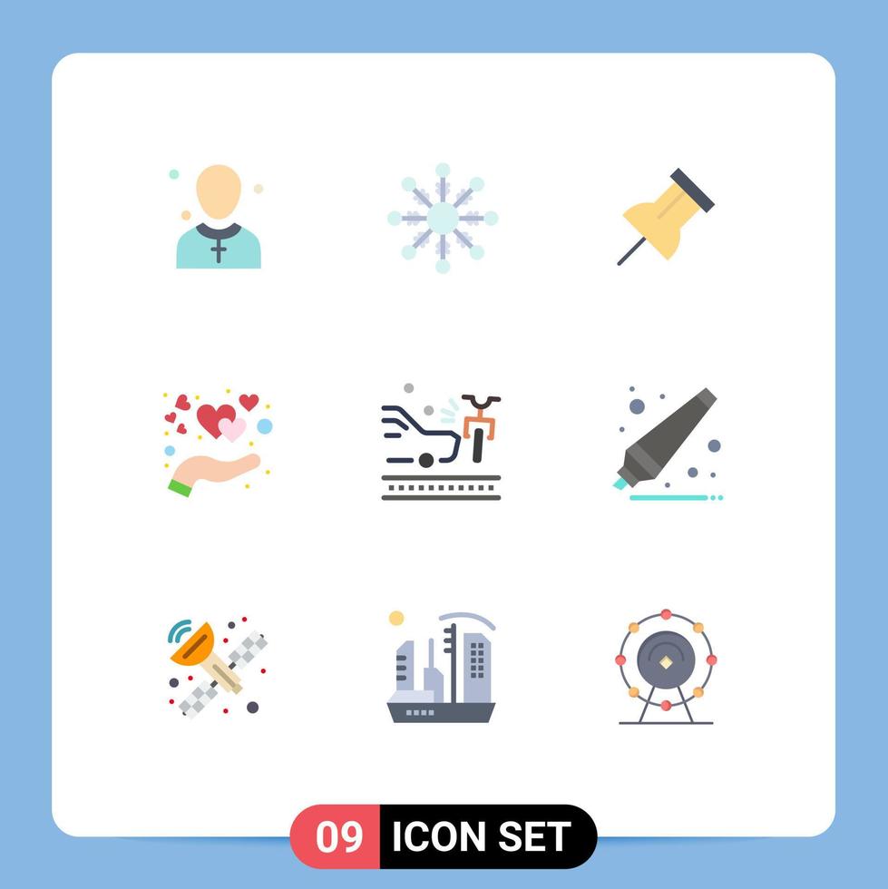 9 Universal Flat Colors Set for Web and Mobile Applications car accident paper love hand Editable Vector Design Elements