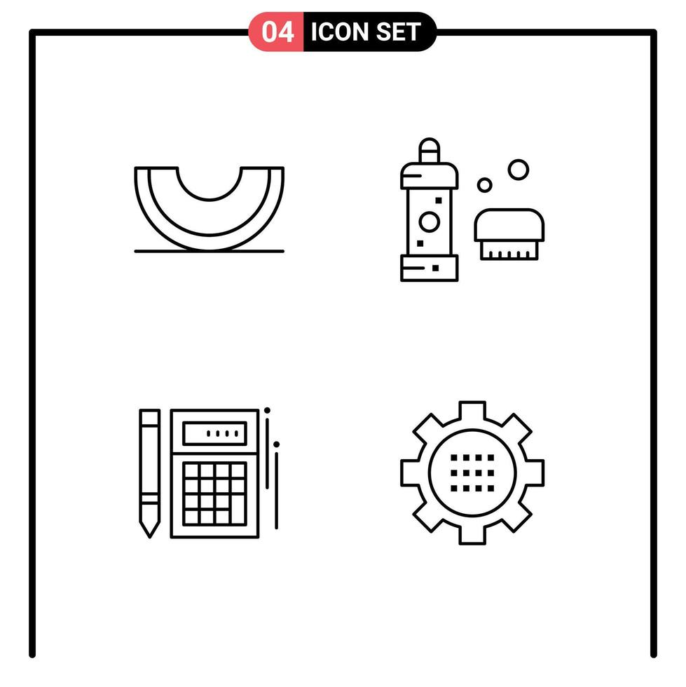 Set of 4 Modern UI Icons Symbols Signs for berry shower melon bathroom calc Editable Vector Design Elements