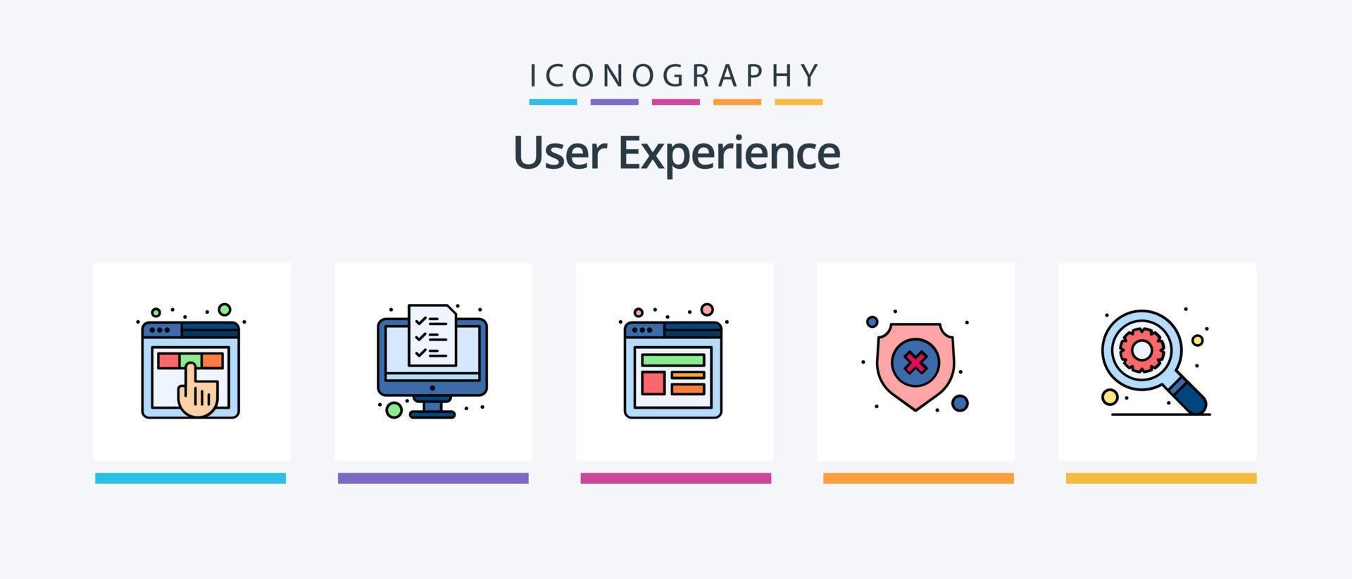 User Experience Line Filled 5 Icon Pack Including mind. brain. computer. message. callout. Creative Icons Design vector