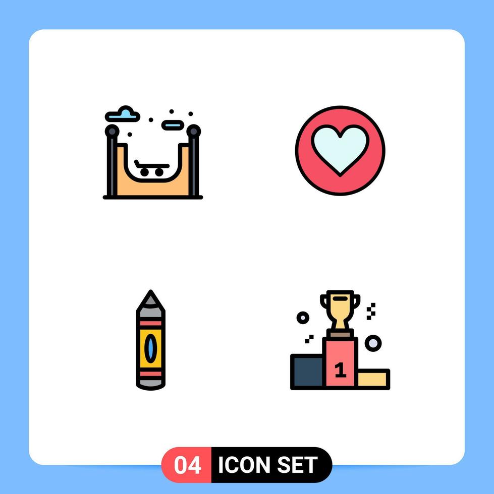 Set of 4 Modern UI Icons Symbols Signs for city pencil love cack award Editable Vector Design Elements