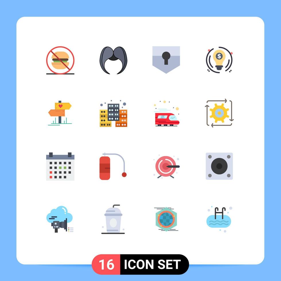 16 User Interface Flat Color Pack of modern Signs and Symbols of dierection circle men business shield Editable Pack of Creative Vector Design Elements