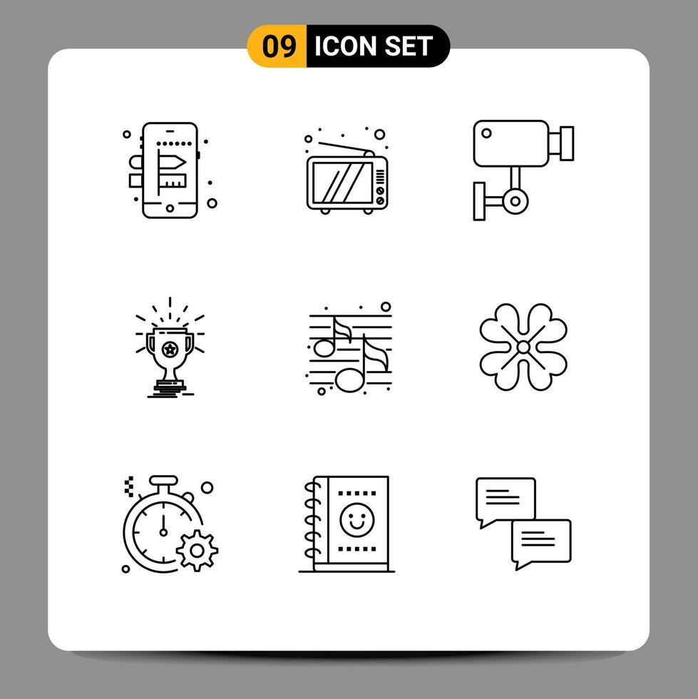 9 Outline concept for Websites Mobile and Apps music win device prize award Editable Vector Design Elements