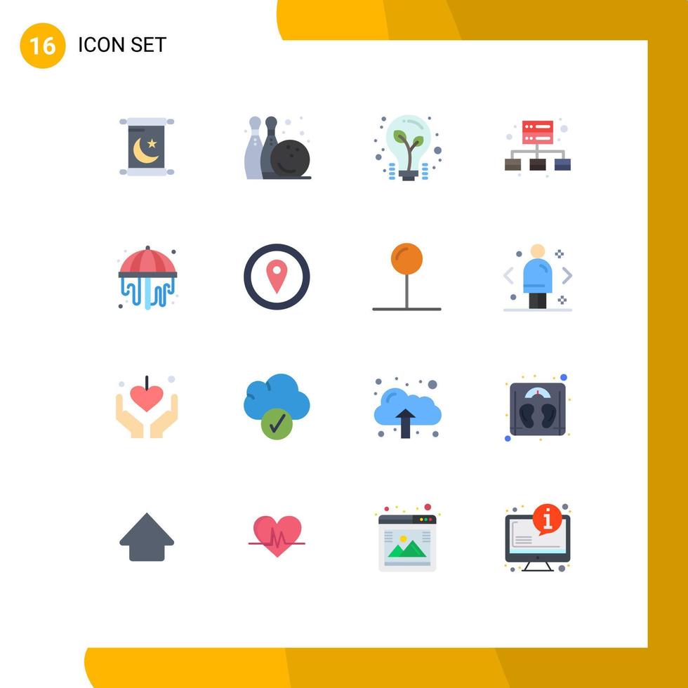 paquete de 16 signos y símbolos modernos de colores planos para medios de impresión web como gps park light shower management paquete editable de elementos de diseño de vectores creativos