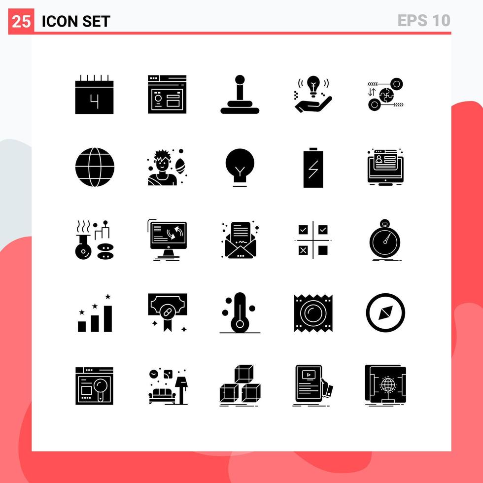 Pictogram Set of 25 Simple Solid Glyphs of marketing business gear puzzle safe Editable Vector Design Elements