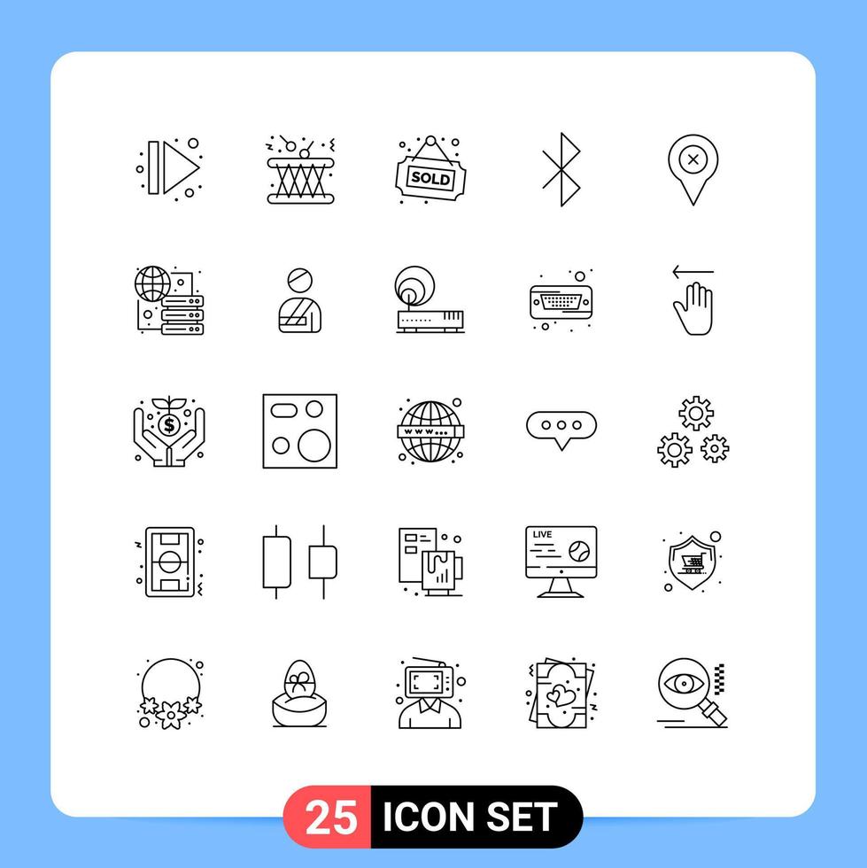 25 iconos creativos signos y símbolos modernos de conexión de sonido de señal pin vendidos elementos de diseño vectorial editables vector