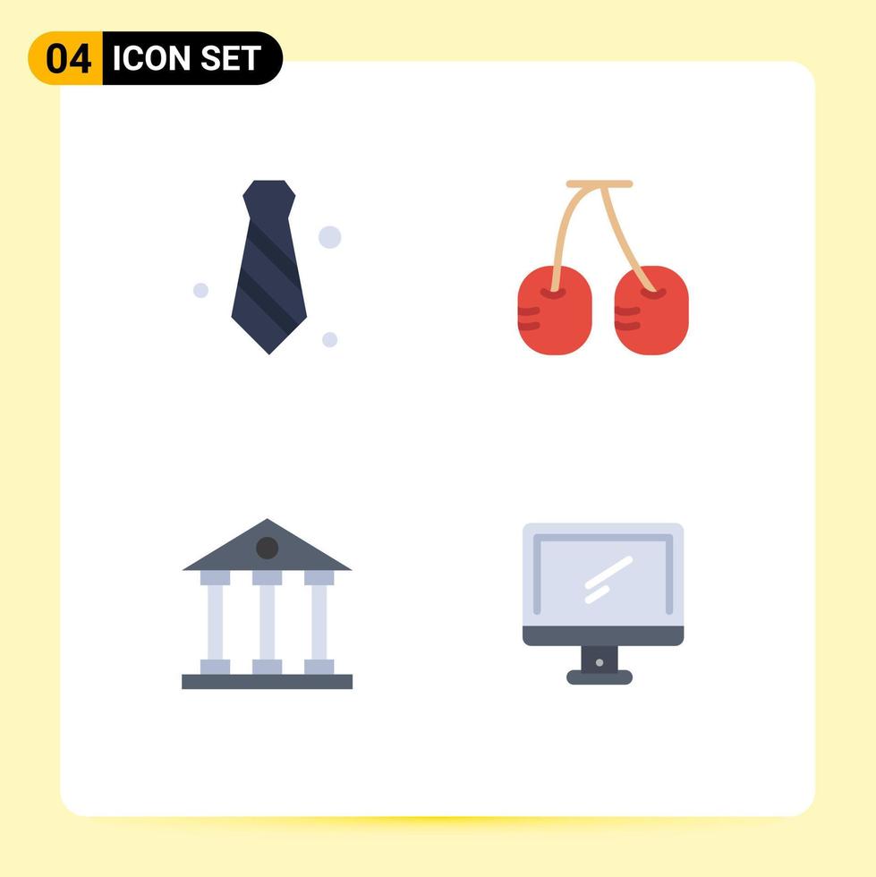 conjunto moderno de 4 iconos y símbolos planos, como vestimenta, finanzas, corbata, verduras, escuela, elementos de diseño vectorial editables vector