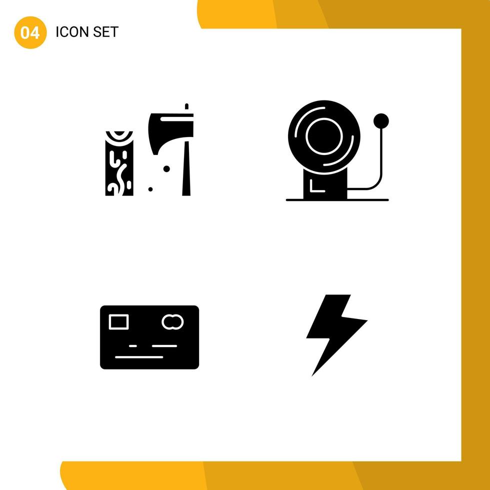 Modern Set of 4 Solid Glyphs and symbols such as axe money tool education power Editable Vector Design Elements