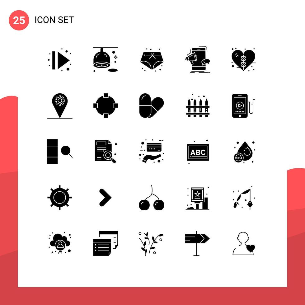 conjunto de 25 iconos de interfaz de usuario modernos símbolos signos para curar promoción pantalones cortos megáfono marketing elementos de diseño vectorial editables vector