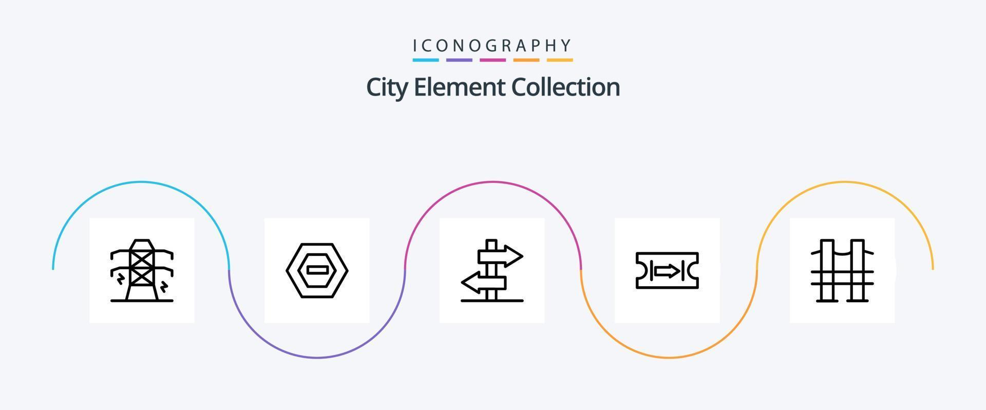 City Element Collection Line 5 Icon Pack Including journey. ticket . minus . sign vector