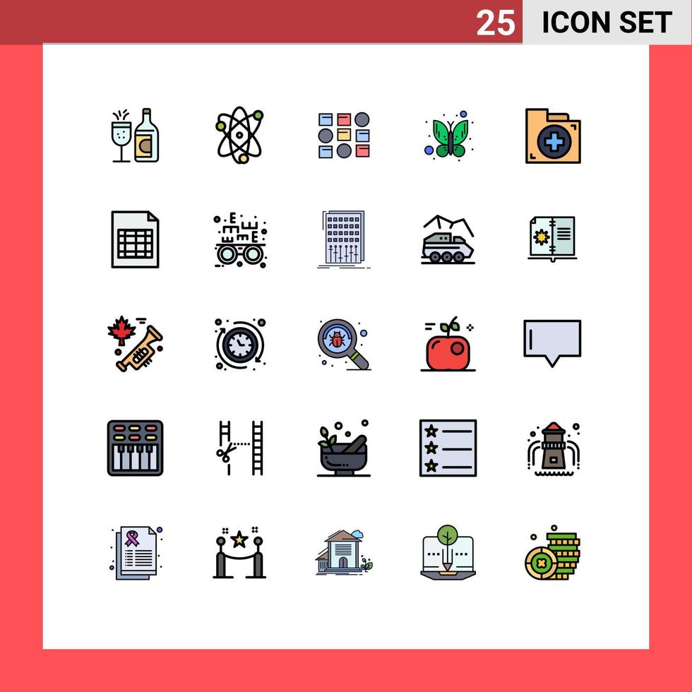 25 iconos creativos signos y símbolos modernos de documentos ayuda pattren insecto mariposa elementos de diseño vectorial editables vector