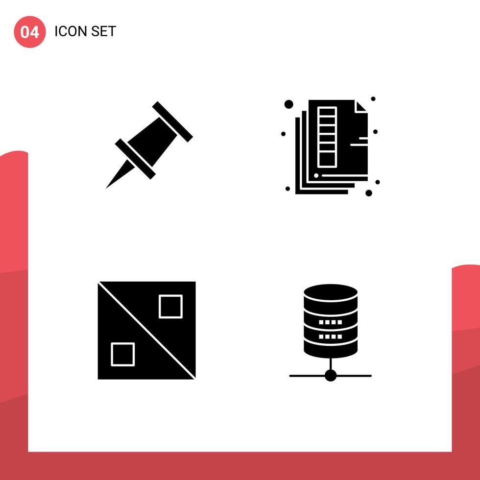 4 Creative Icons Modern Signs and Symbols of marker line page color server Editable Vector Design Elements