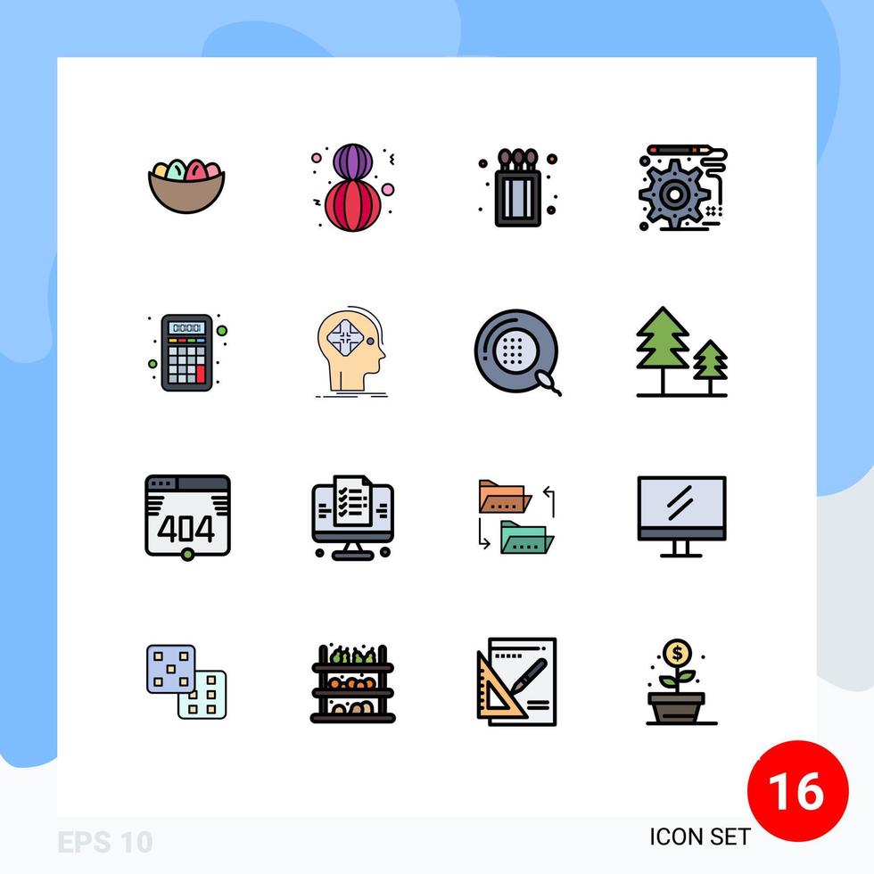16 Flat Color Filled Line concept for Websites Mobile and Apps math accounting woman engineering design Editable Creative Vector Design Elements