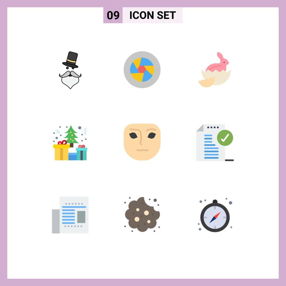 Set of 9 Modern UI Icons Symbols Signs for present box movie tree baby Editable Vector Design Elements