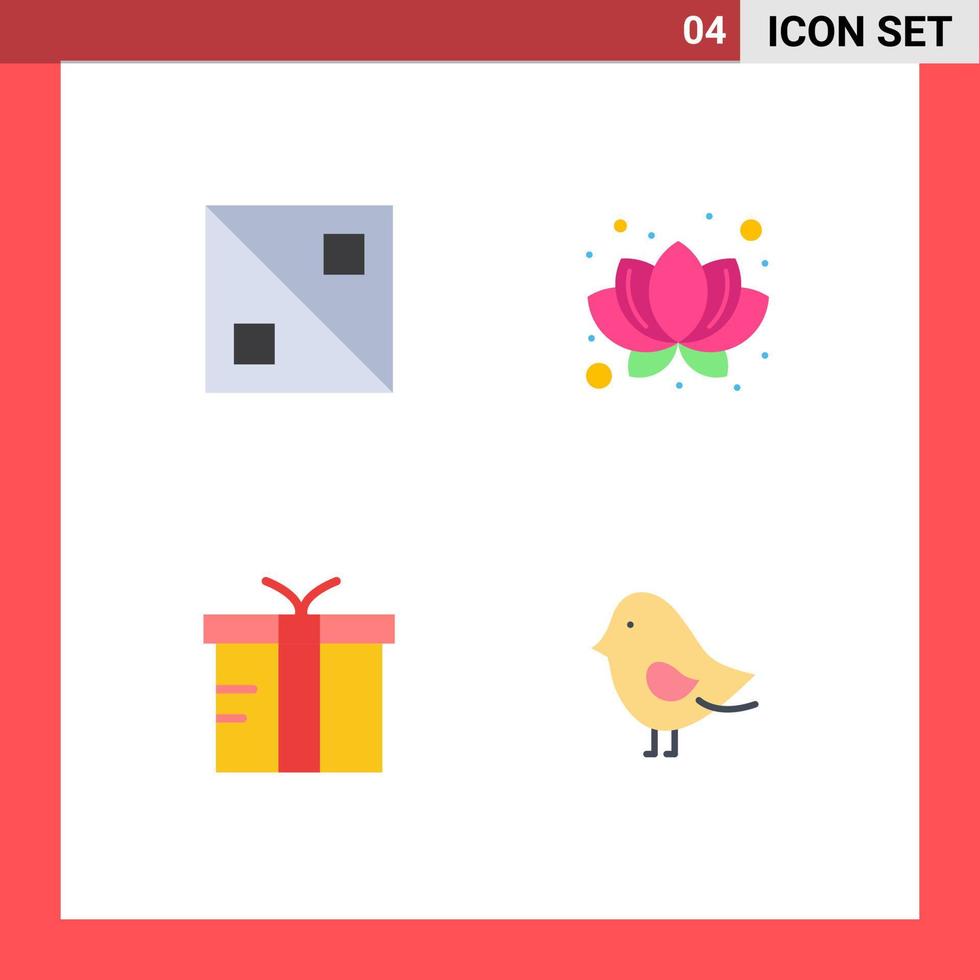 Set of 4 Modern UI Icons Symbols Signs for cross global lotus box easter Editable Vector Design Elements