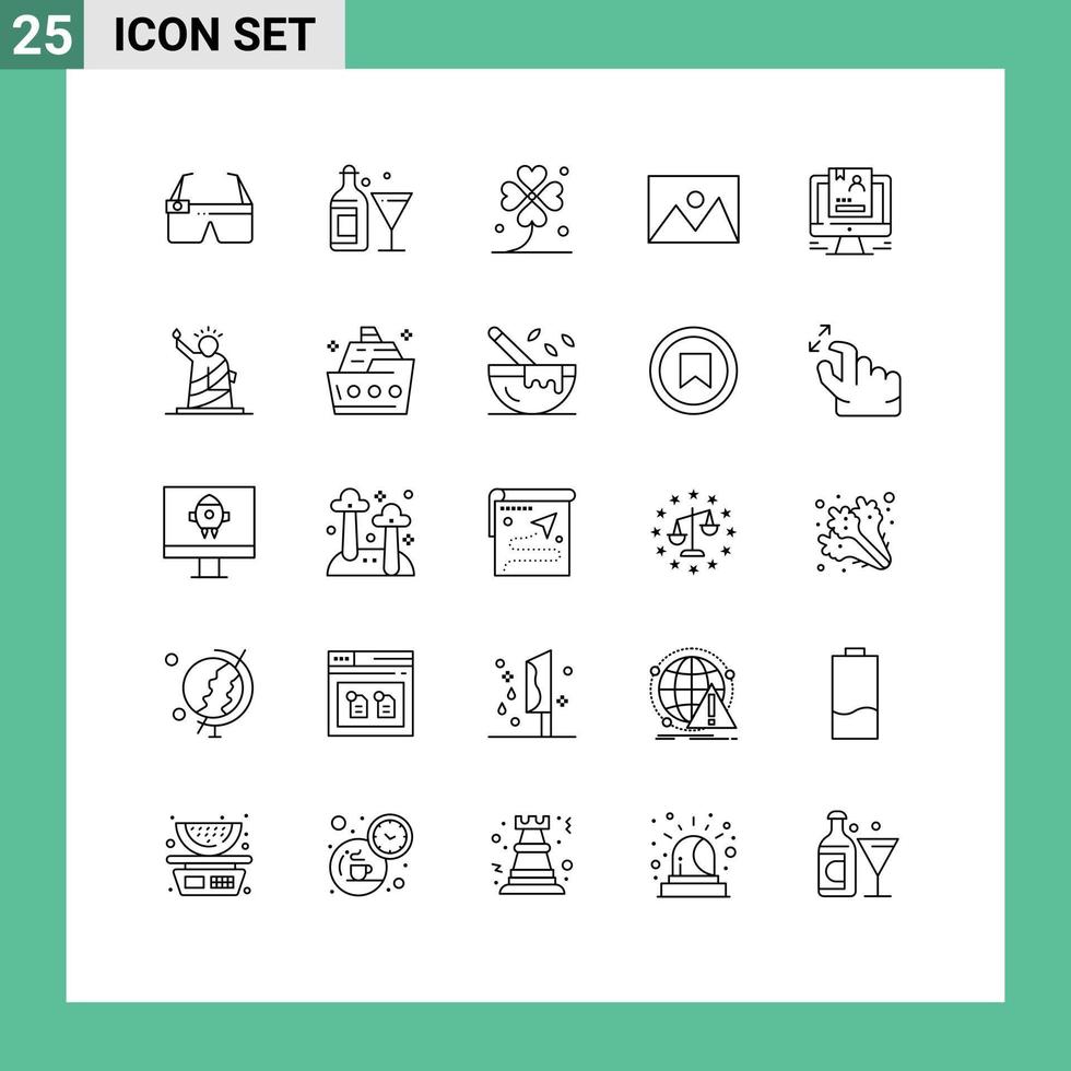 Group of 25 Modern Lines Set for photo home ware clover home lucky Editable Vector Design Elements