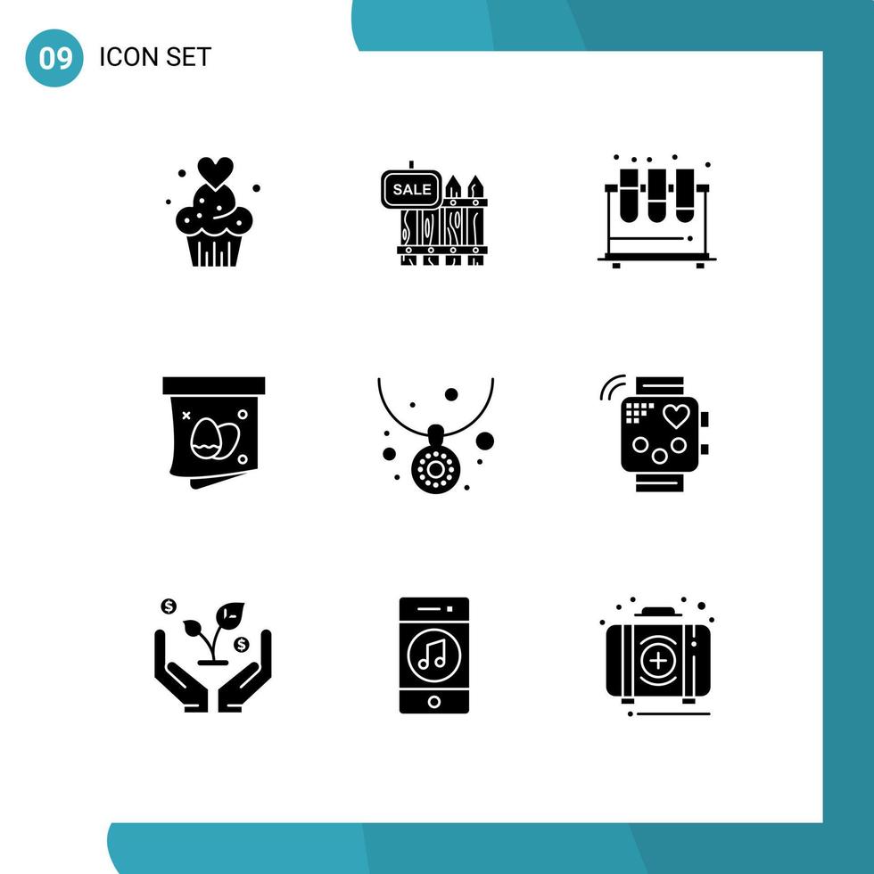 9 Thematic Vector Solid Glyphs and Editable Symbols of gift study sale lab test Editable Vector Design Elements