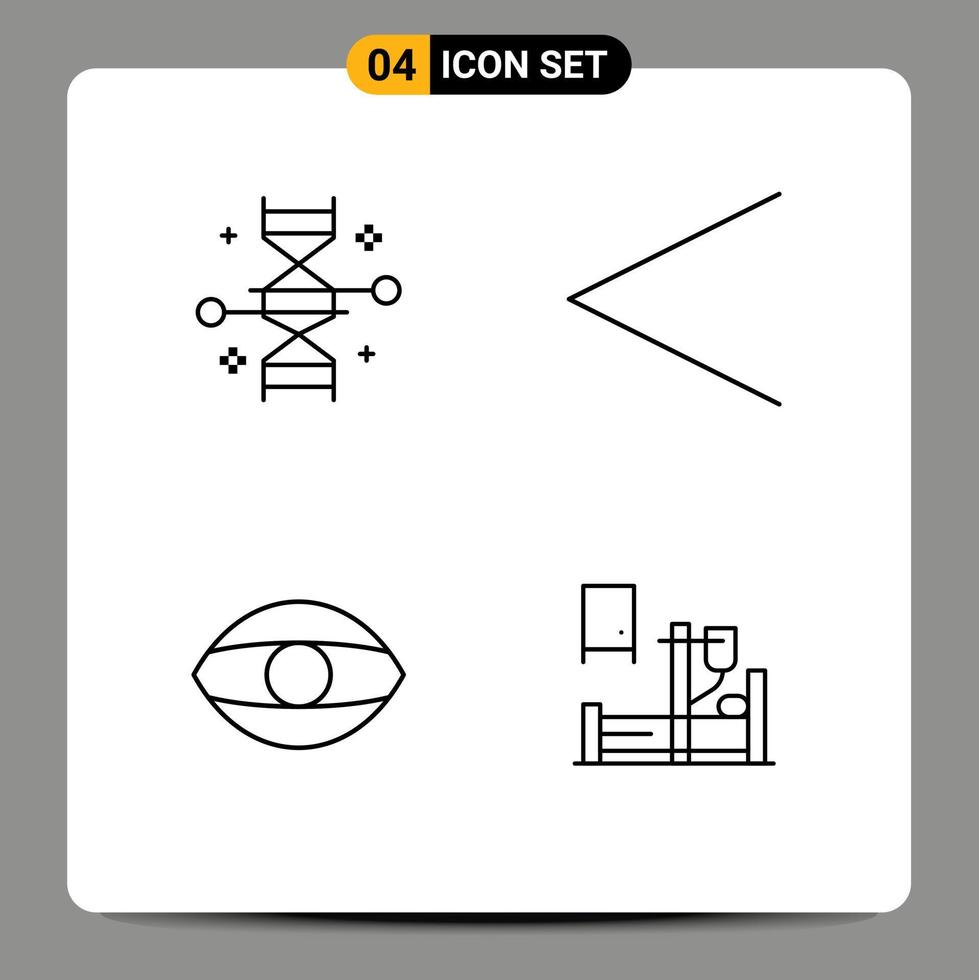 Editable Vector Line Pack of 4 Simple Filledline Flat Colors of chromosome face genetic modification left vision Editable Vector Design Elements