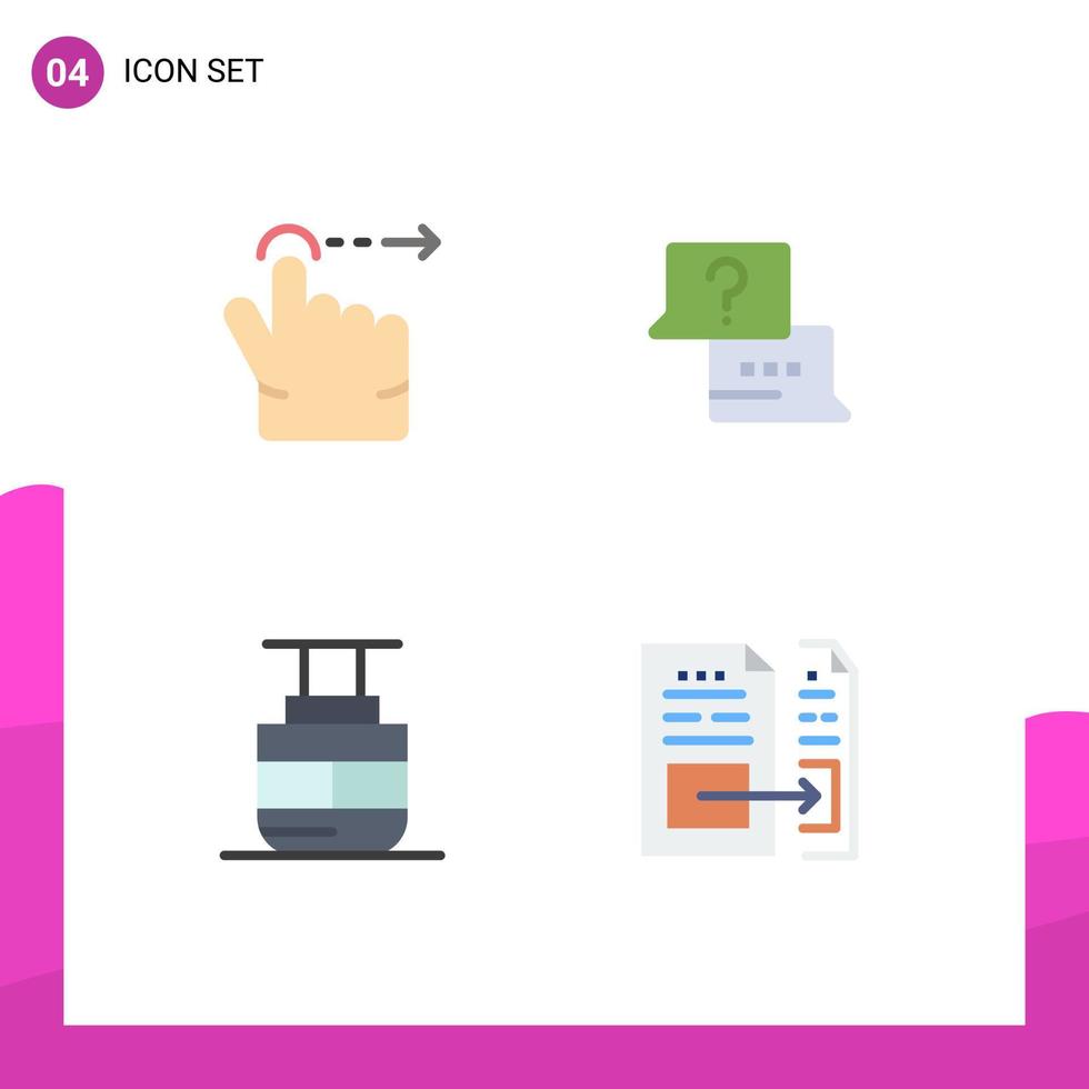 Flat Icon Pack of 4 Universal Symbols of finger transportation job chat account Editable Vector Design Elements