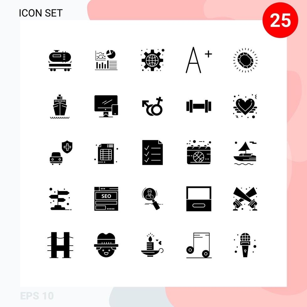 conjunto de 25 iconos de interfaz de usuario modernos símbolos signos para la configuración de joyas de bucle fuente de moda elementos de diseño vectorial editables vector