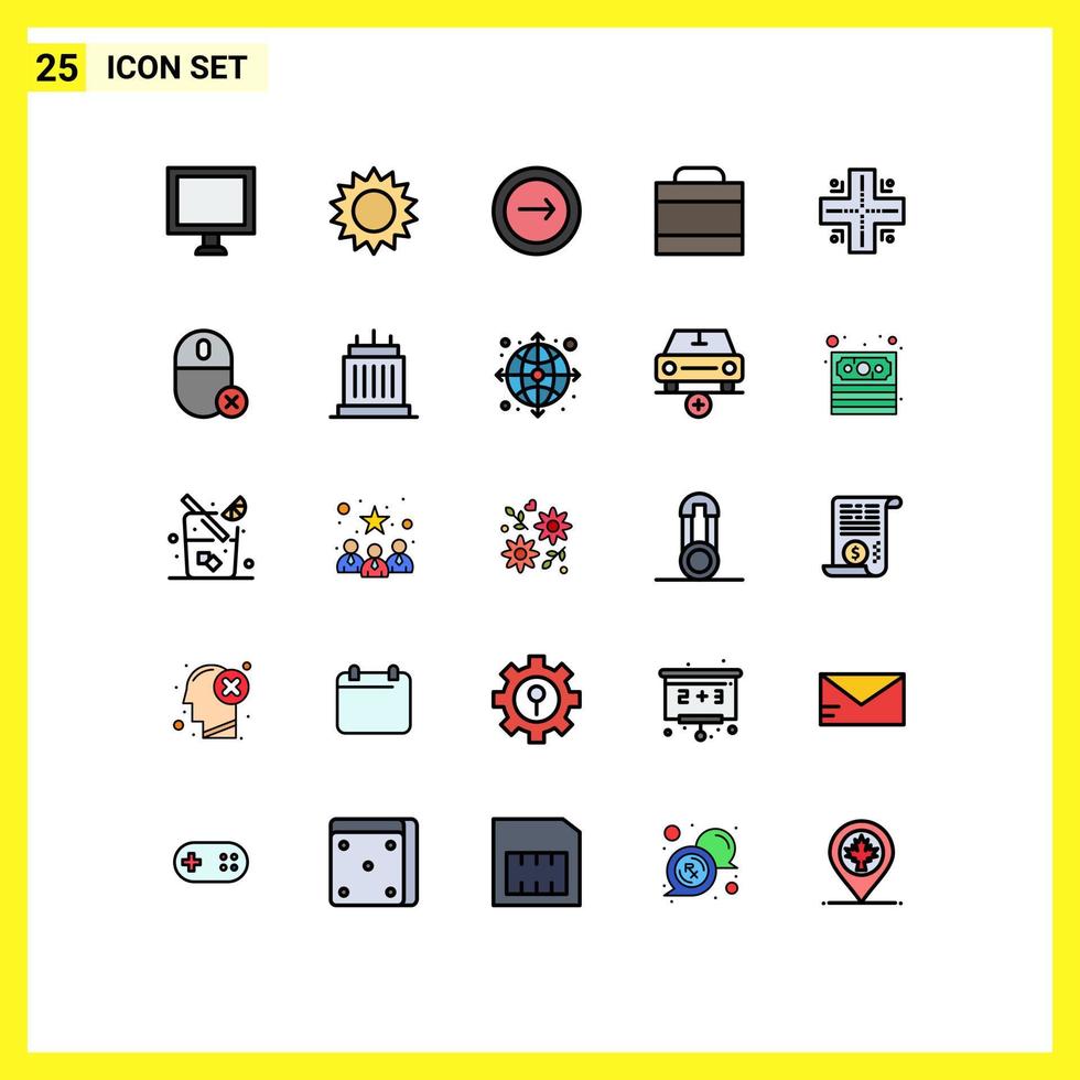 Group of 25 Filled line Flat Colors Signs and Symbols for technology map basic million case Editable Vector Design Elements