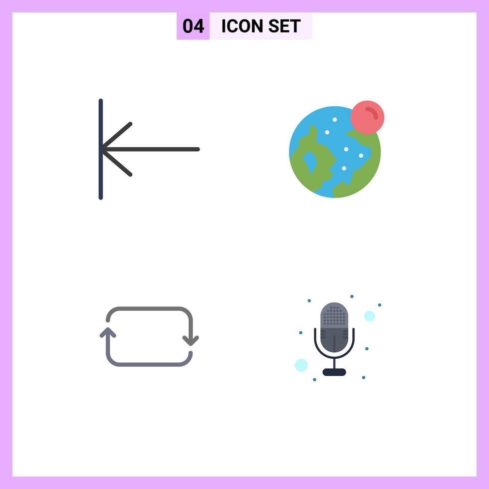 4 Flat Icon concept for Websites Mobile and Apps arrow twitter earth moon mic Editable Vector Design Elements