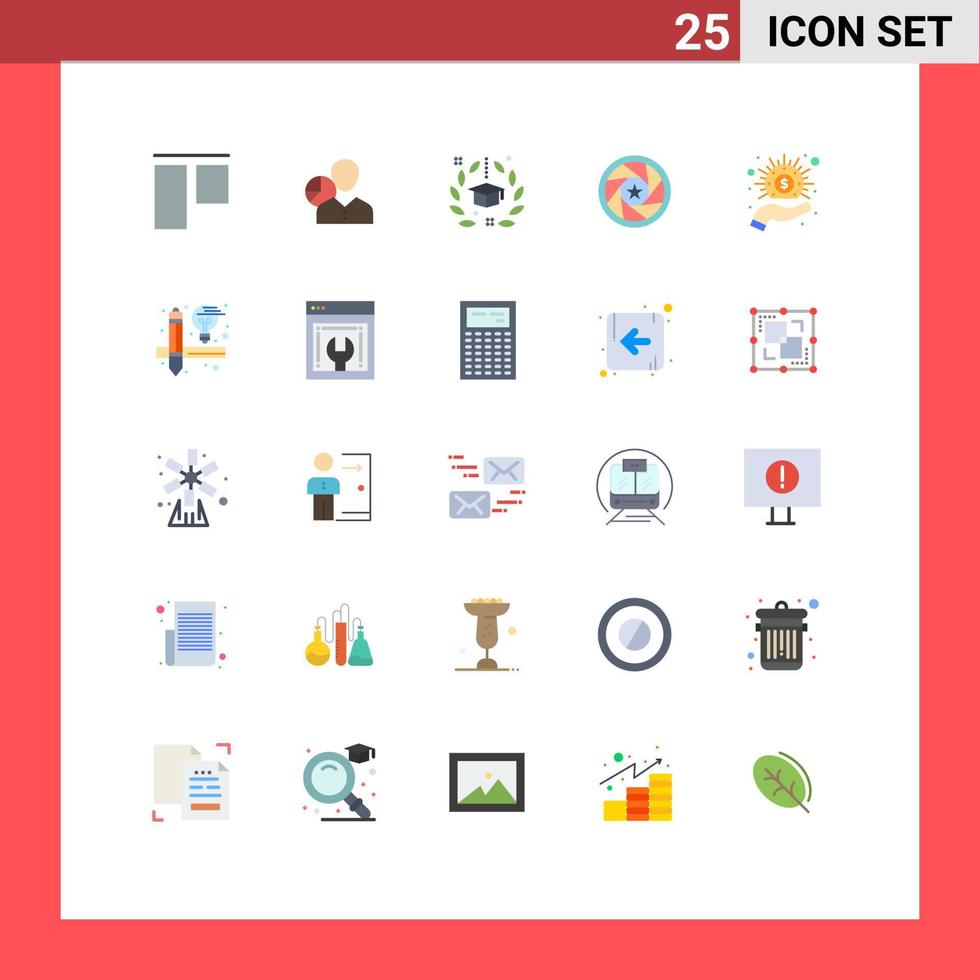 Modern Set of 25 Flat Colors and symbols such as logo aperture person university hat Editable Vector Design Elements
