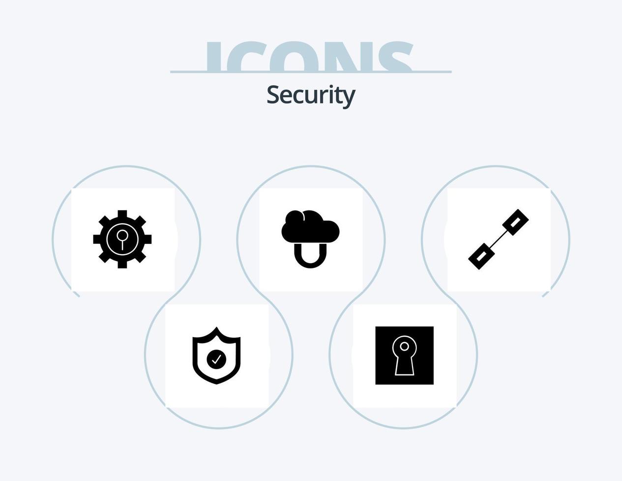 paquete de iconos de glifos de seguridad 5 diseño de iconos. vinculado. conexión. cerrar con llave. cadena. privado vector