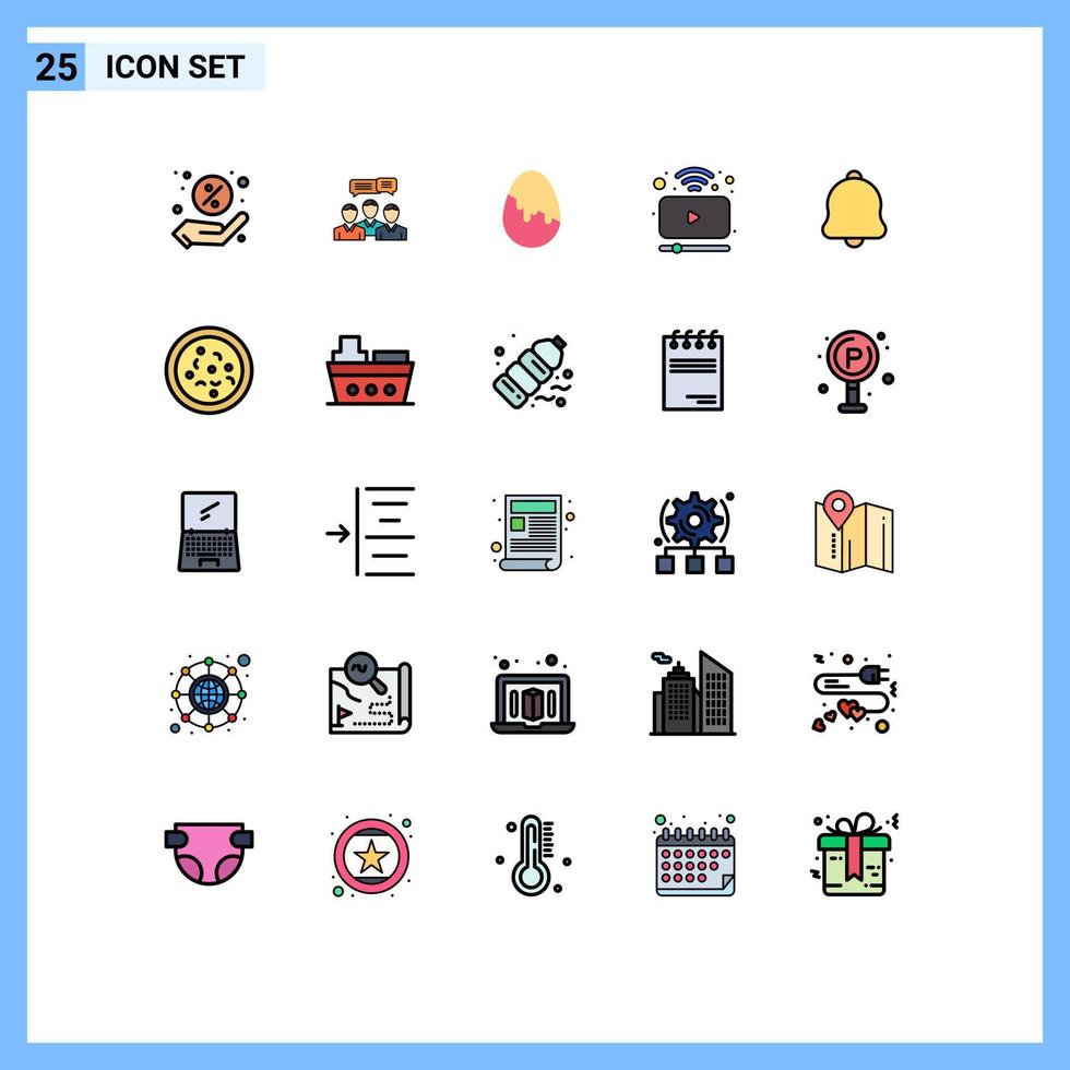 paquete de iconos de vectores de stock de 25 signos y símbolos de línea para elementos de diseño de vectores editables de huevo de jugador en línea de video de campana