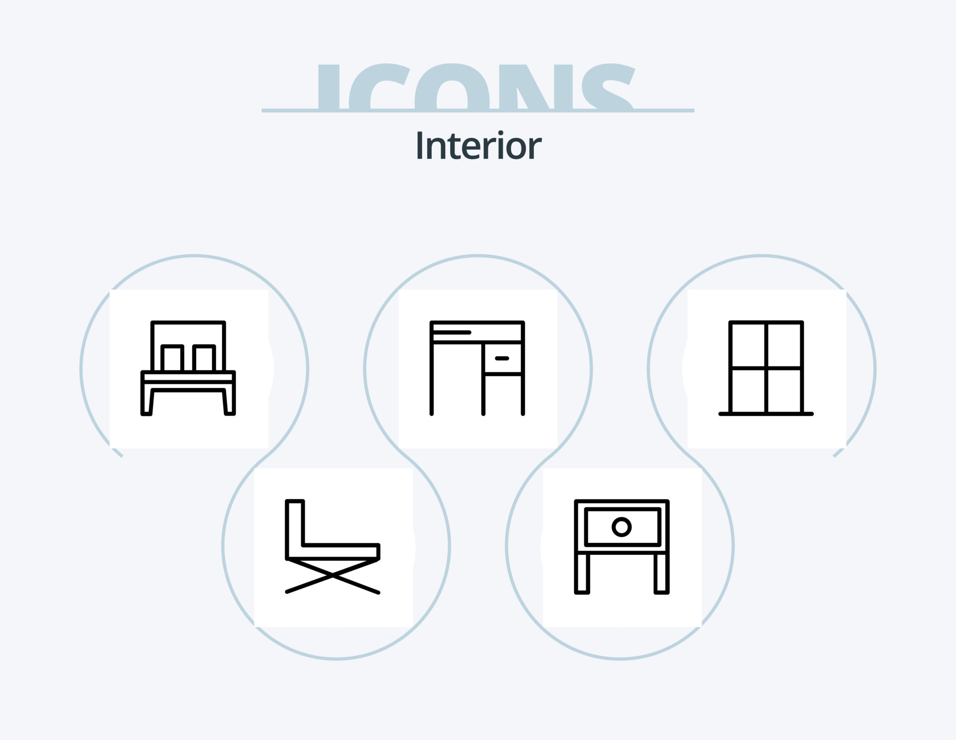 Interior Line Icon Pack 5 Icon Design. . mirror. sleep. dressing
