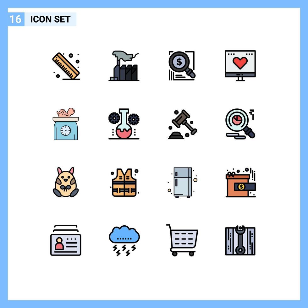 16 Flat Color Filled Line concept for Websites Mobile and Apps money like search finance solution Editable Creative Vector Design Elements