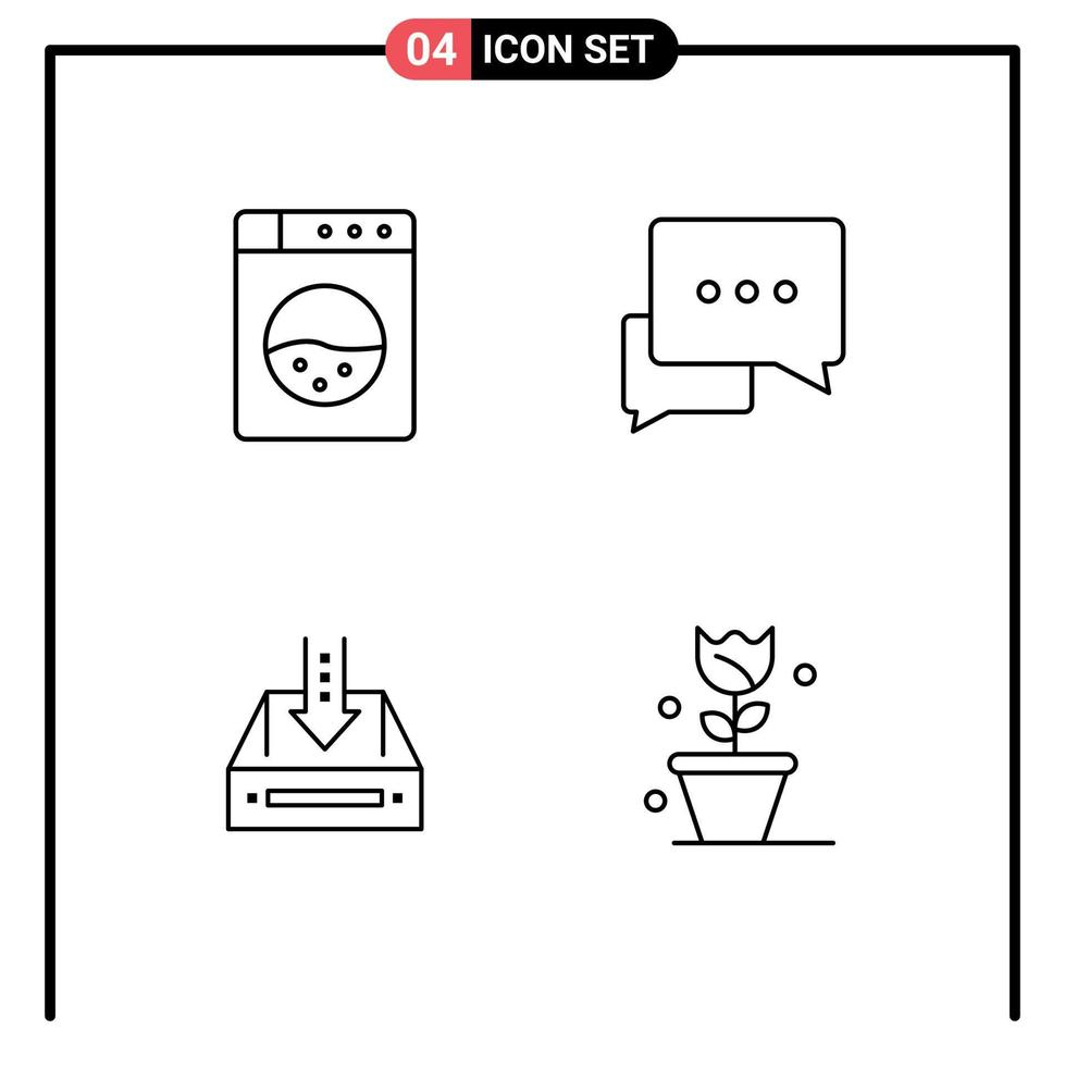 Group of 4 Modern Filledline Flat Colors Set for machine document conversation inbox project Editable Vector Design Elements