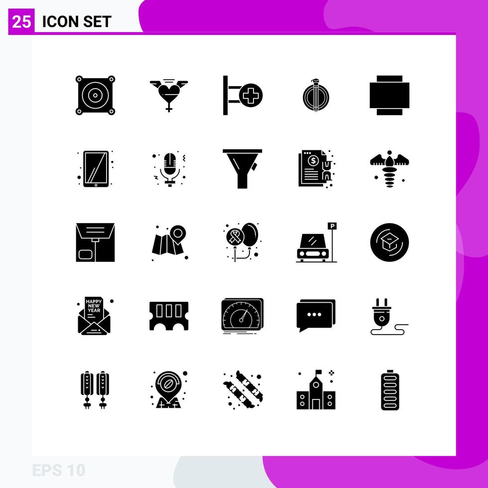 Group of 25 Modern Solid Glyphs Set for tablet rotate sign layout bonus Editable Vector Design Elements