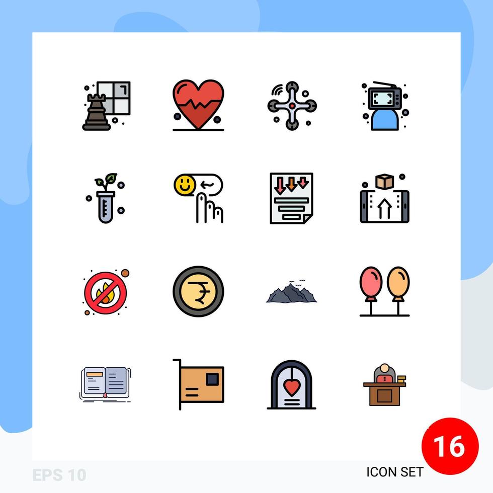 conjunto de 16 iconos de interfaz de usuario modernos símbolos signos para tubo de laboratorio drone persona computadora editable elementos de diseño de vectores creativos