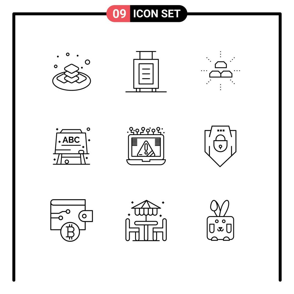 Set of 9 Vector Outlines on Grid for cyber connection fund formula board Editable Vector Design Elements
