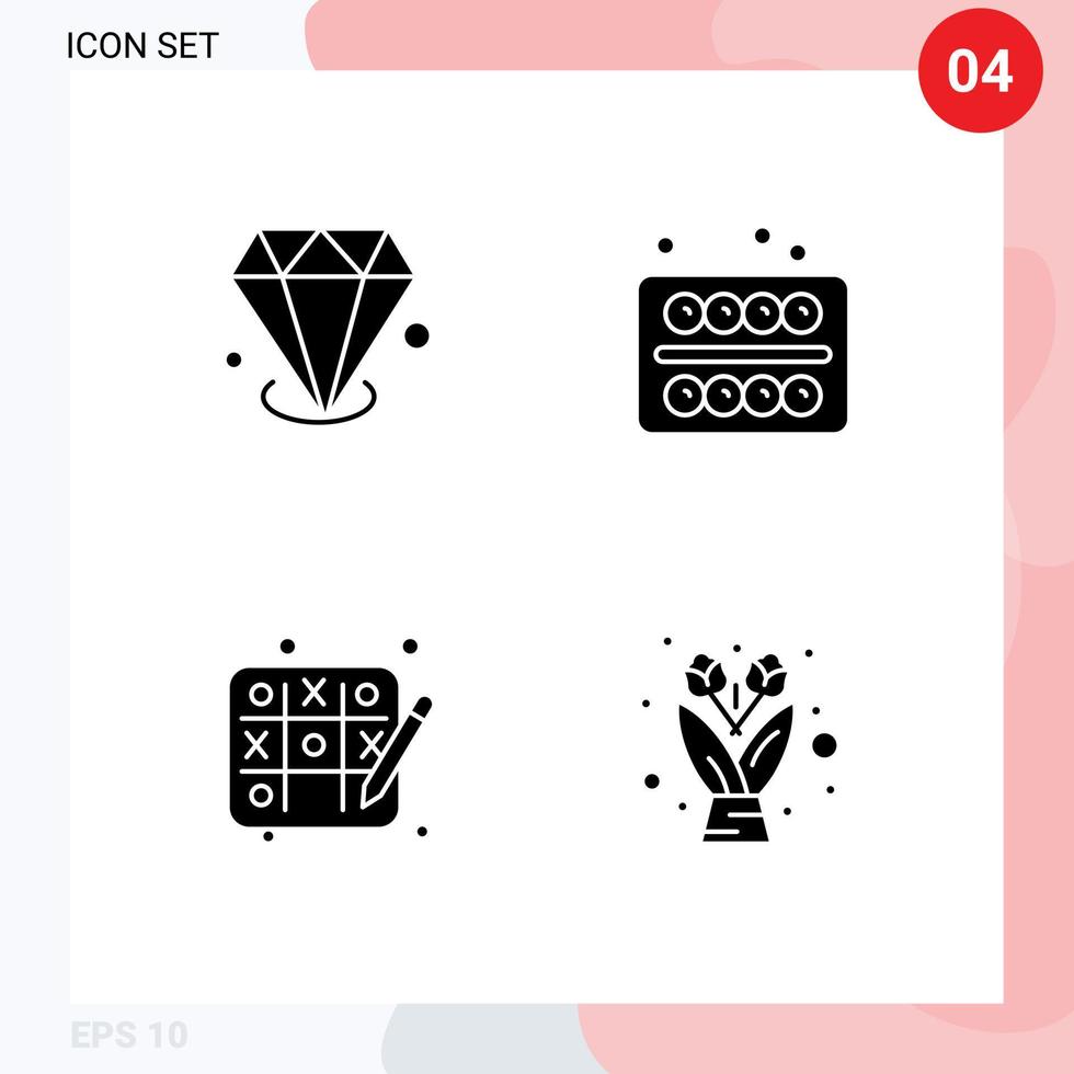 Universal Solid Glyphs Set for Web and Mobile Applications diamonf hobbies jewelry school flower Editable Vector Design Elements