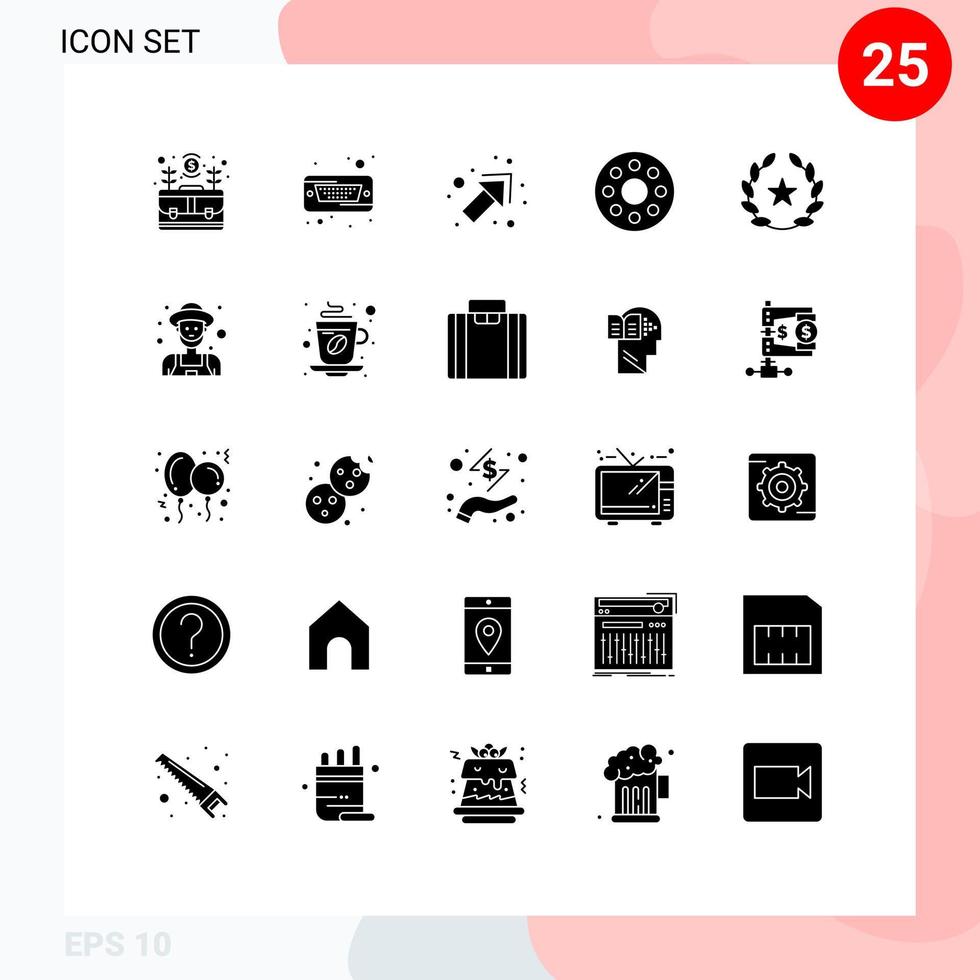 25 Universal Solid Glyphs Set for Web and Mobile Applications stare cinema hard monitor baby Editable Vector Design Elements