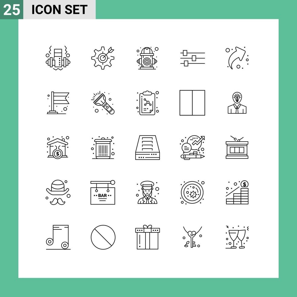 Group of 25 Lines Signs and Symbols for share tool city edit water Editable Vector Design Elements