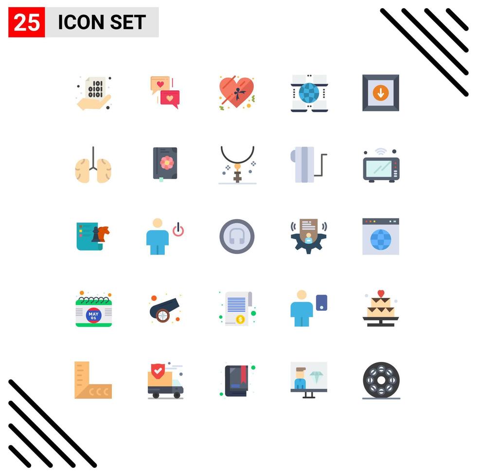 25 iconos creativos, signos y símbolos modernos de la caja del producto, negocios de bodas, elementos de diseño vectorial editables en Internet vector