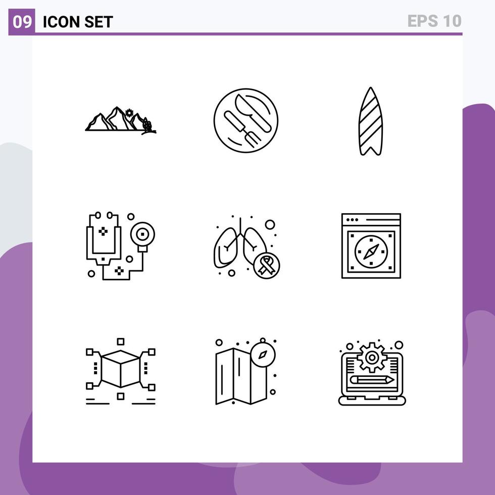 9 Outline concept for Websites Mobile and Apps cancer stethoscope knife healthcare surfing Editable Vector Design Elements