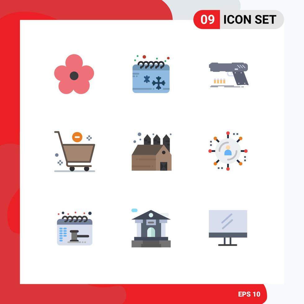 Modern Set of 9 Flat Colors and symbols such as agriculture e gun commerce weapon Editable Vector Design Elements