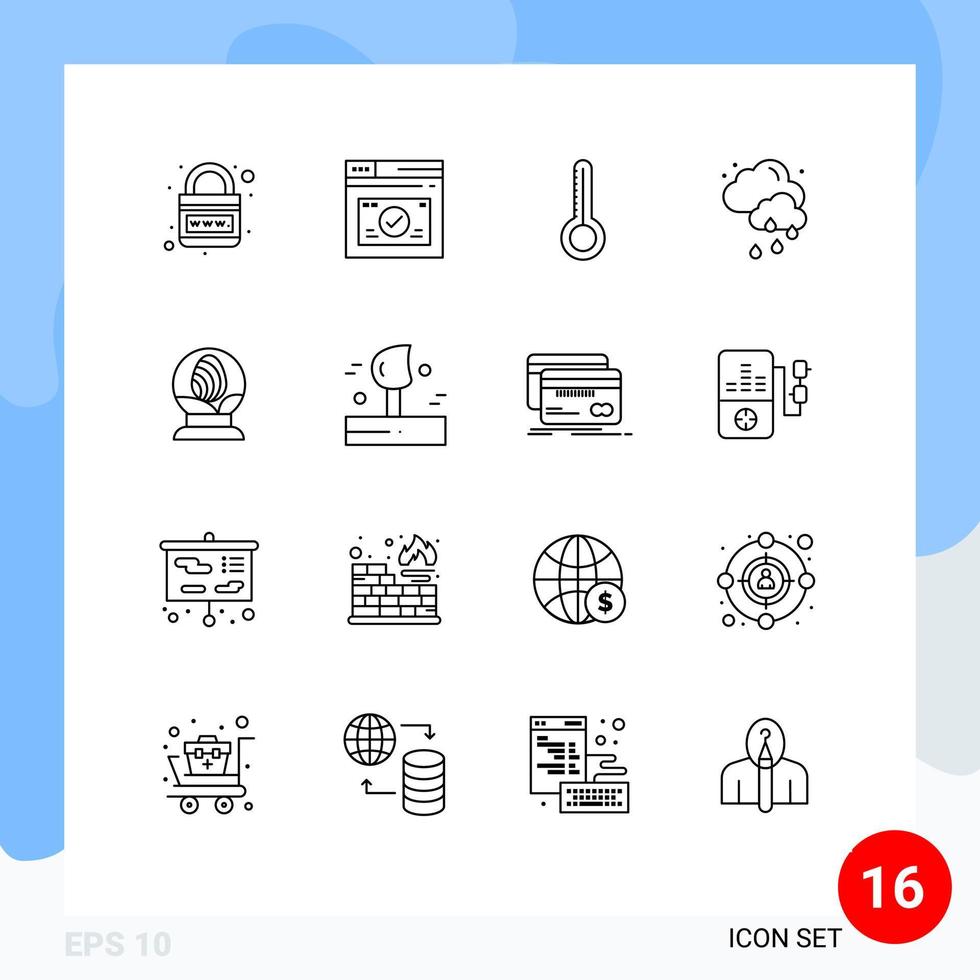 Stock Vector Icon Pack of 16 Line Signs and Symbols for egg glass website weather cloud Editable Vector Design Elements