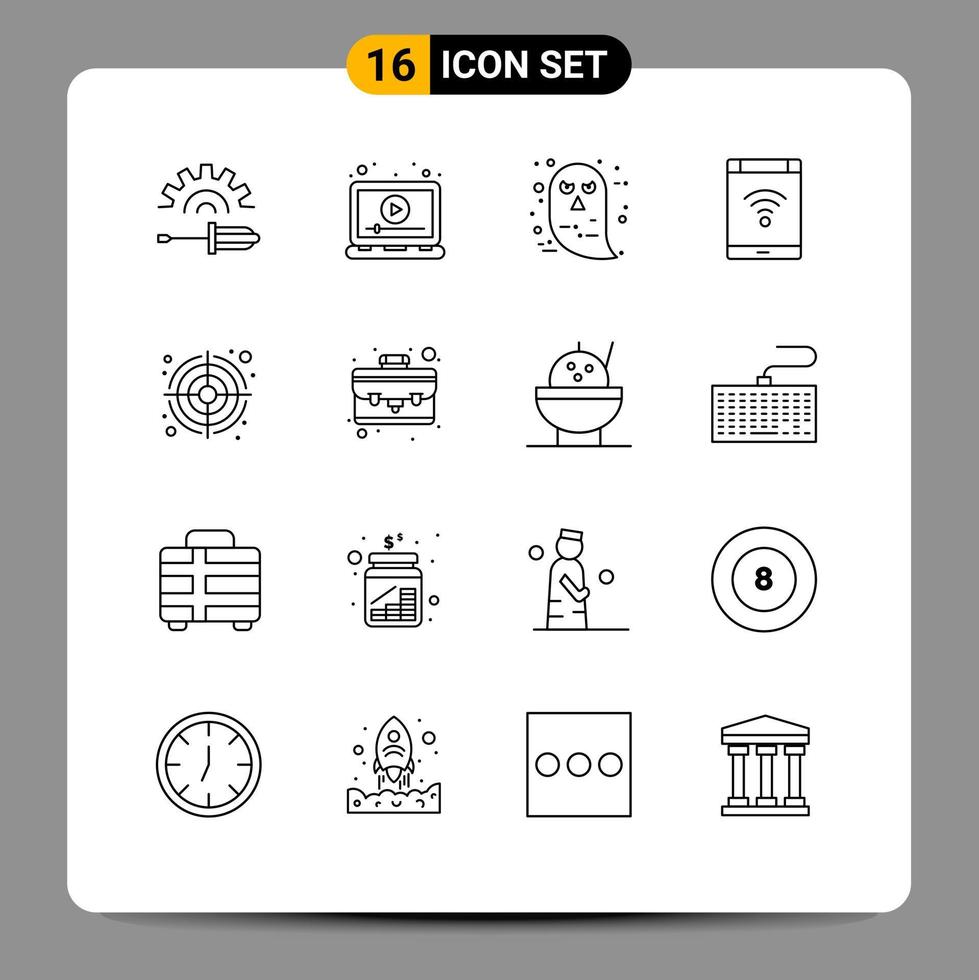 Modern Set of 16 Outlines and symbols such as smartphone network video internet halloween Editable Vector Design Elements