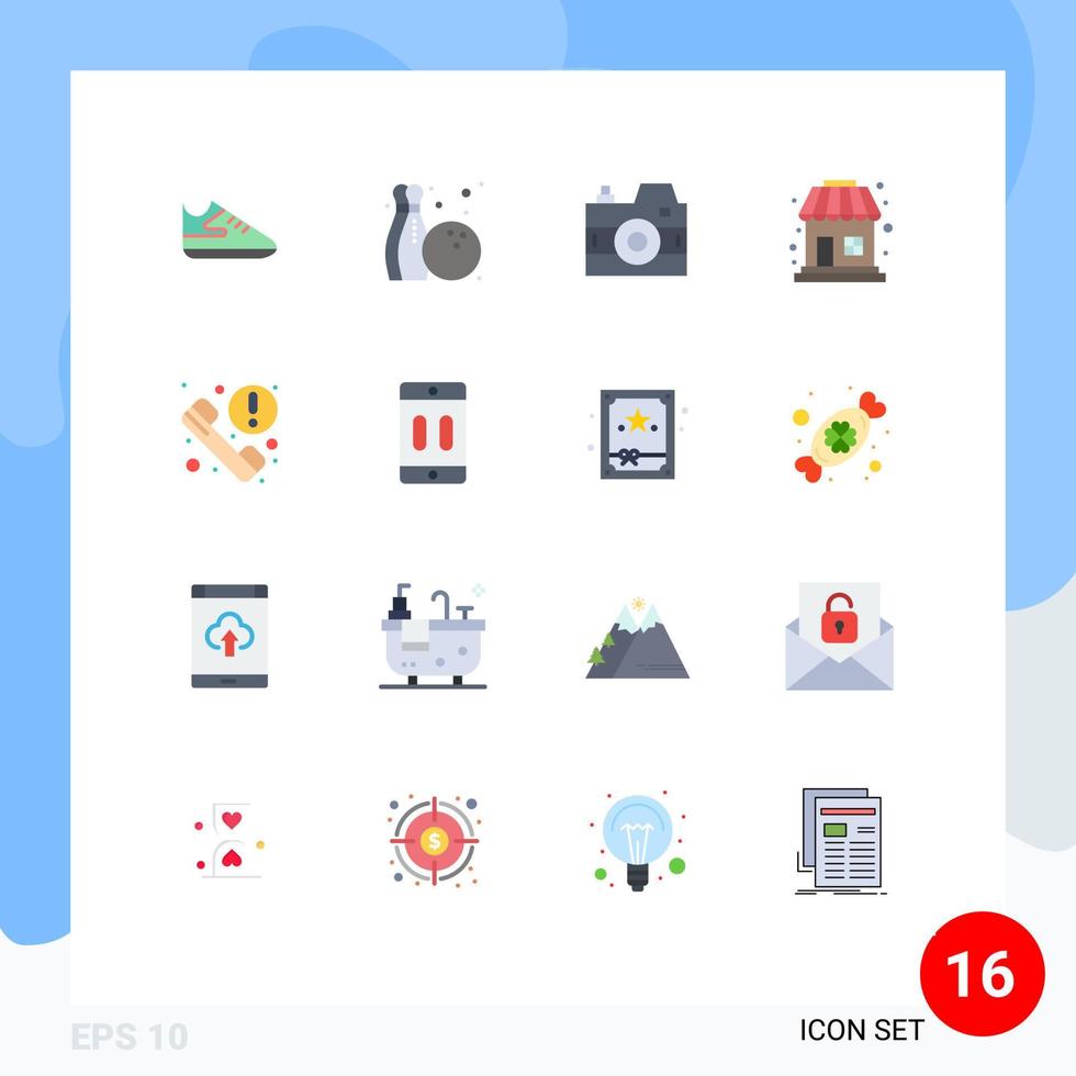 16 User Interface Flat Color Pack of modern Signs and Symbols of cellphone information photo phone sale Editable Pack of Creative Vector Design Elements