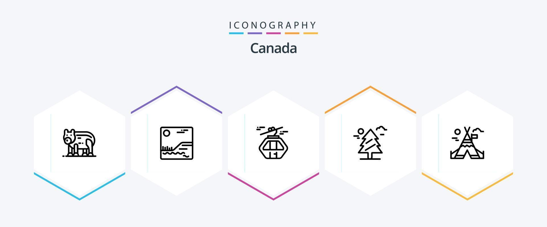 Canada 25 Line icon pack including camp. canada. arctic. weald. forest vector