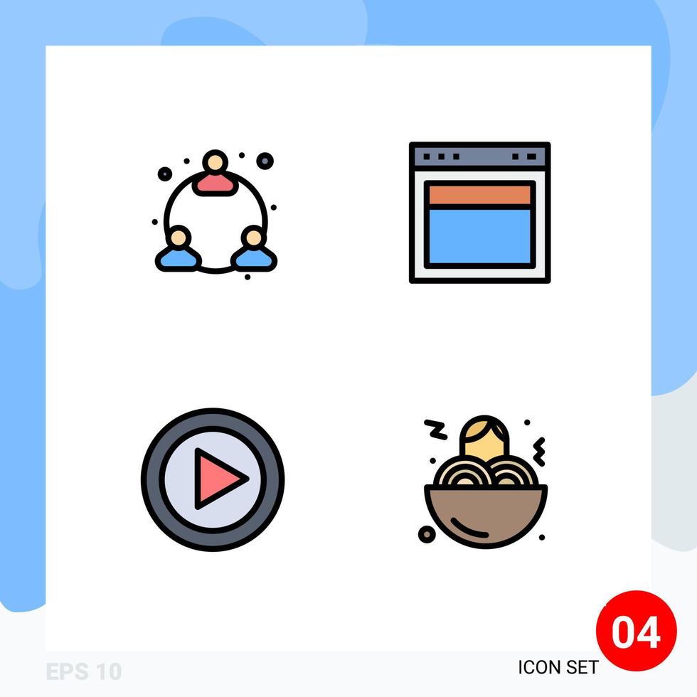 4 Filledline Flat Color concept for Websites Mobile and Apps web multimedia design web play Editable Vector Design Elements