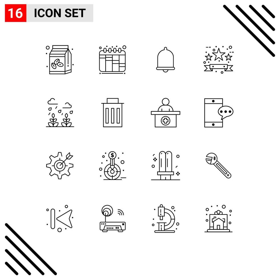 Stock Vector Icon Pack of 16 Line Signs and Symbols for leaf environment bell sale tag commerce Editable Vector Design Elements